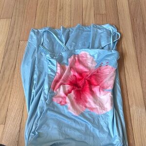 Aeropostale Blue Maxi Dress with Pink Floral Design